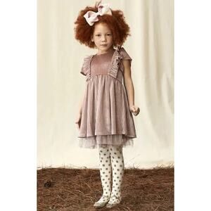 Matilda Jane Sz.6 NWOT Just Imagine Ribbed Velour Dress Blush Pink Sparkly Tulle